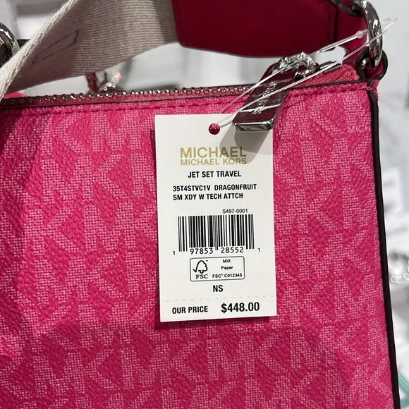 Michael Kors Jet Set Signature Logo Crossbody Bag with Case for Apple AirPods P - Picture 3 of 16